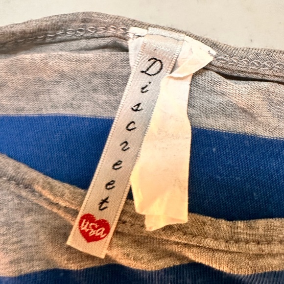 Blue and grey strip top with shoulder cutouts - Picture 2 of 2